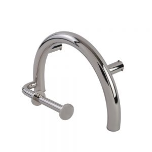 Half Circle Grab Bar with Toilet Paper Holder, POLISH Finish