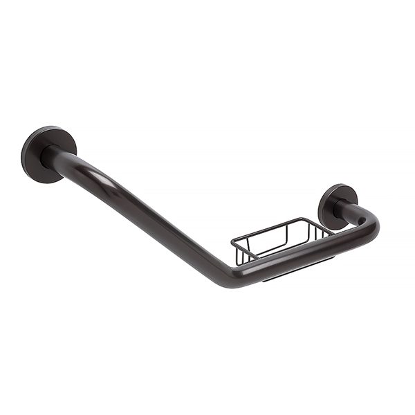 Boomerang Grab Bar with Wire Soap Dish, Oil Rubbed Bronze Finish