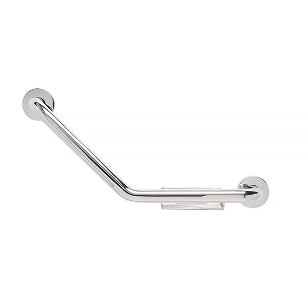 Boomerang Grab Bar with Wire Soap Dish, Polished Finish