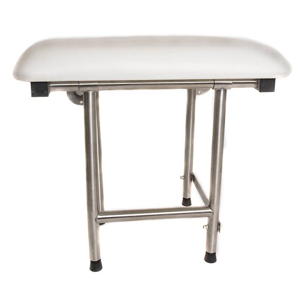 Folding Shower Seat, 4 Swing Down Legs, Rectangle, White Padded Top