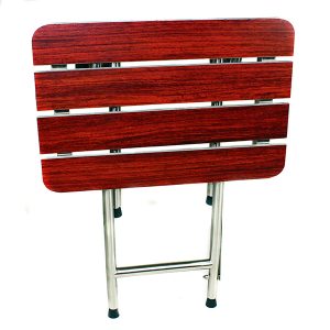 Folding Shower Seat, 4 Swing Down Legs, Rectangle, Wood Phenolic SLATTED Top