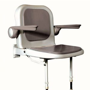 AKW Deluxe Standard Fold Up Shower Seat with Back & Arms, GRAY Padding