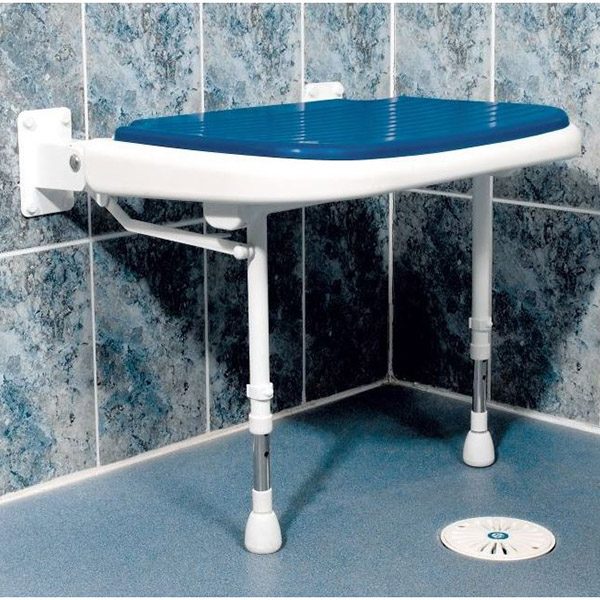 AKW Deluxe Wide Fold Up Shower Seat, BLUE Padding