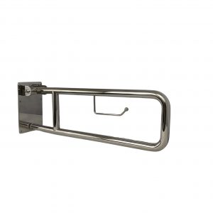 Flip Down, Swing Up Grab Bar with Toilet Paper Holder