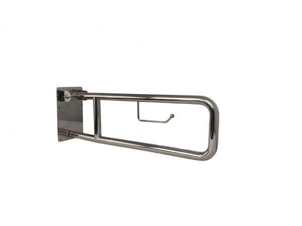 Flip Down, Swing Up Grab Bar with Toilet Paper Holder