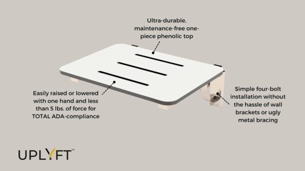 Uplyft Rectangle Wall Mount Shower Seat - Image 6