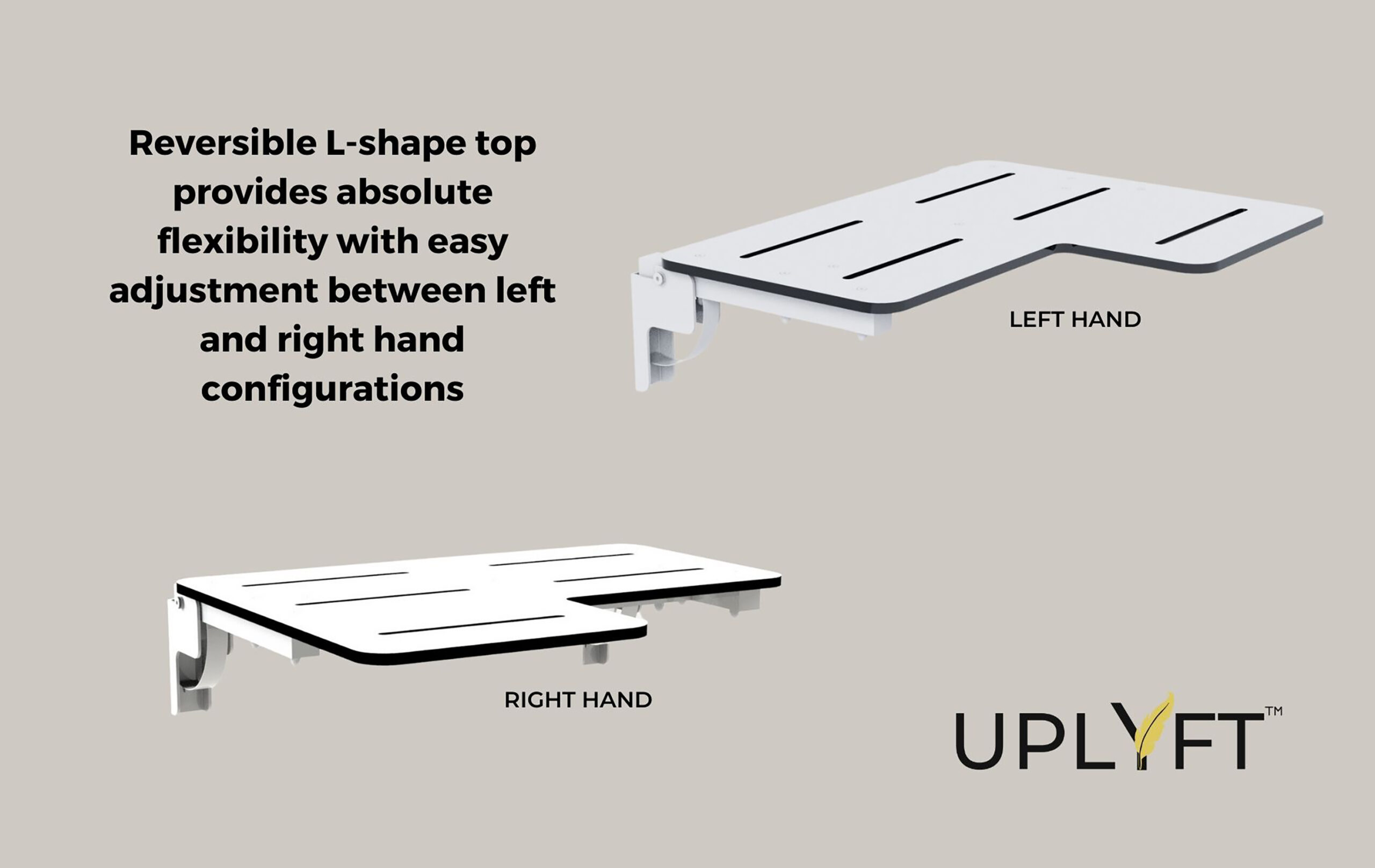 Uplyft L-Shaped Wall Mount Shower Seat | CSI Bathware