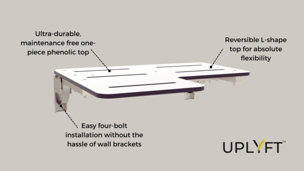 Uplyft L-Shaped Wall Mount Shower Seat - Image 13