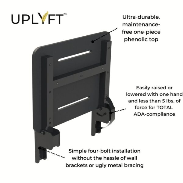 Uplyft Rectangle Wall Mount Shower Seat - Image 3